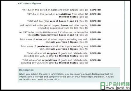 英国VAT报税总清单的界面